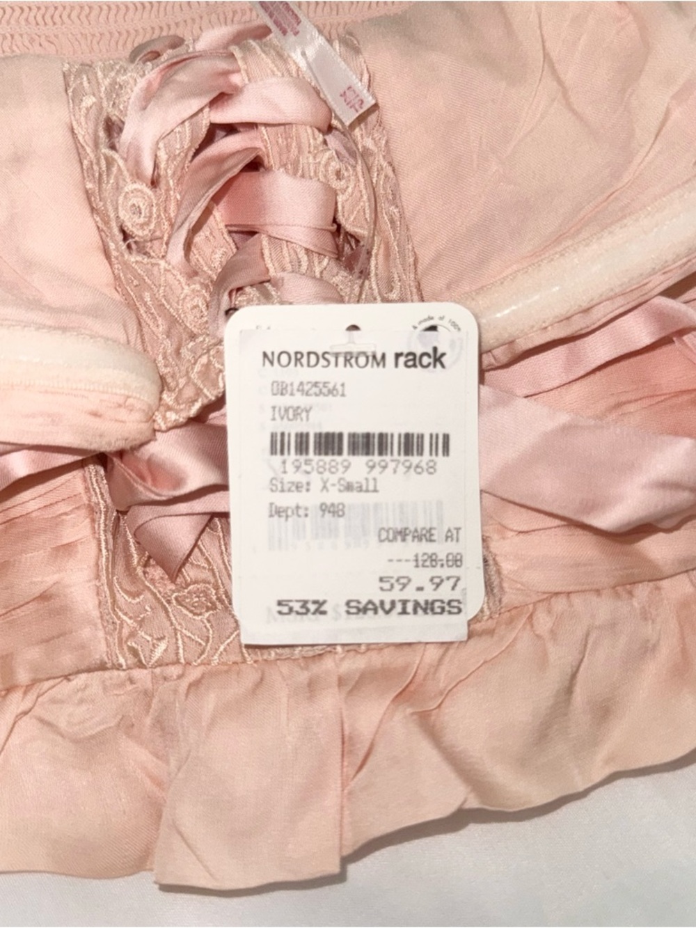 Nordstrom Free People Pale Pink Strapless Lace-Up Bustier - Picture 7 of 7